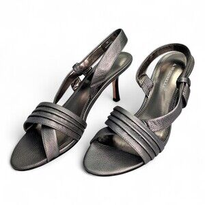 A. Marinelli Gray Leather Slingback Heels, Size 9